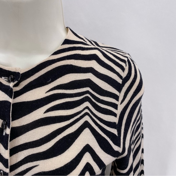 J. Crew black & white wool zebra print cardigan - Picture 6 of 11